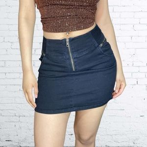 Black stretch mini skirt